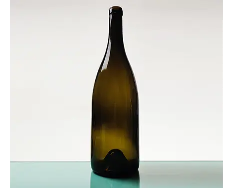 Bottiglia di vino rotonda in ambra scuro in vetro tinta unita da 0,75 litri