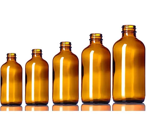 Bottiglia di olio rotonda in vetro colorato marrone