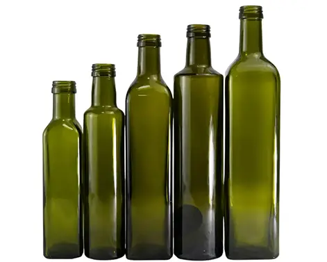Bottiglia di vetro per olio d'oliva trasparente quadrata rotonda da 0,75 litri