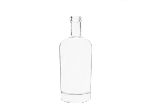 Bottiglia rotonda in vetro da 700ml finitura Extra a piastra in pietra focaia
